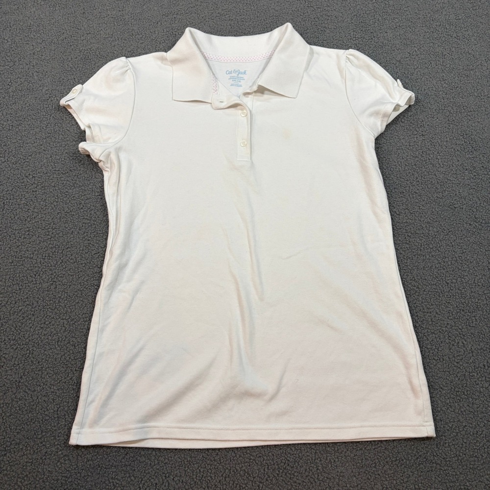 Cat & Jack Polo Shirt Girls XXL 18 White School Uniform Short Sleeve 325014176